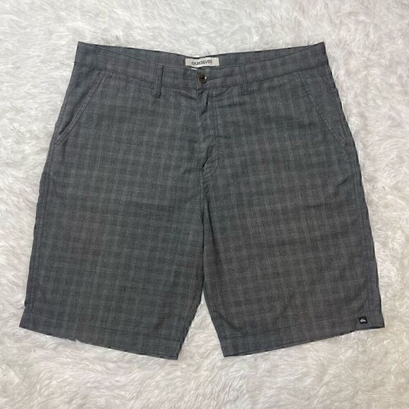 QUIKSILVER Shorts Grey Plaid Casual Mens Size 36 Regular Fit 9" Inseam - Picture 1 of 10